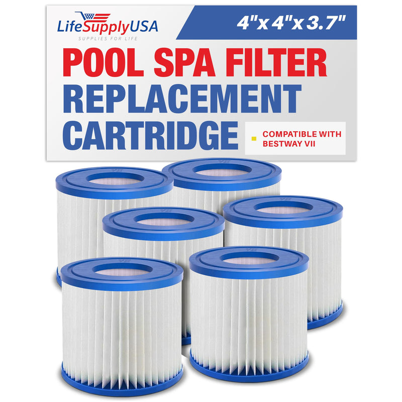 LifeSupplyUSA Pool Filter Replacement for Bestway Type VII/D Cartridge for Summer Waves RX600 Pool Pump for Above Ground Pools (6 Pack)