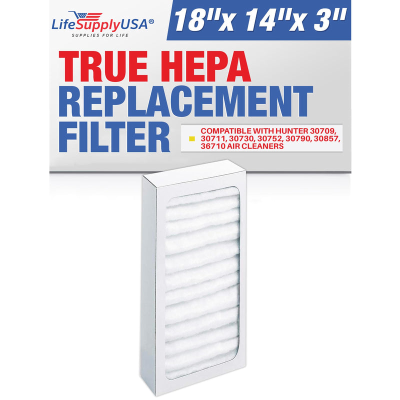 LifeSupplyUSA True HEPA Filter Replacement Compatible with Hunter 30963, 30709, 30711, 30730, 30752, 30790, 30857, 36710 Air Purifier