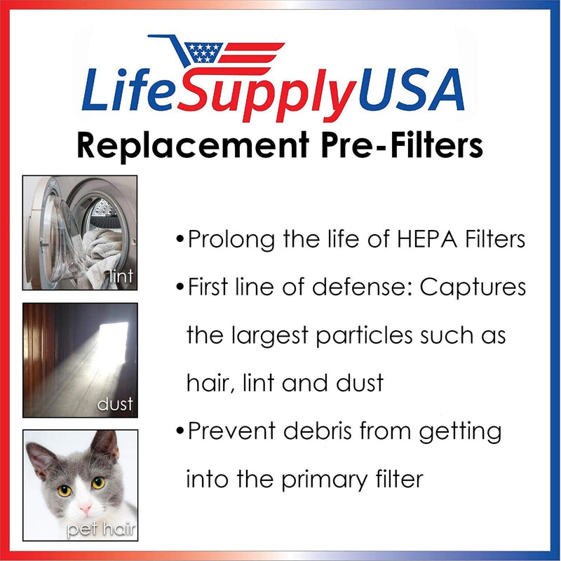 Activated Carbon Filter Sheet Compatible with Holmes HAPF60, Bionaire A1260C, General Electric SmartAire GE 106753 Air Cleaners, Filter C by LifeSupplyUSA