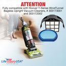 Vacuum Filter Replacement + Exhaust HEPA Kit Compatible with Hoover T-Series WindTunnel Bagless Upright Vacuum Cleaners,