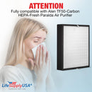LifeSupplyUSA True HEPA Filter Replacement Compatible with Alen TF50-Carbon HEPA-Fresh Paralda Air Purifier (3-Pack)