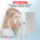 LifeSupplyUSA True HEPA Filter Replacement Compatible with Honeywell HPA090 HPA100 HPA200 HPA300 Air Purifier (2-Pack)