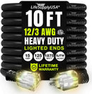 Power Extension Cord, Indoor Outdoor, Heavy Duty, 3 Prong SJTW, ETL, 12 Gauge