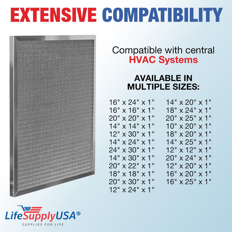 LifeSupplyUSA 18x24x1 Electrostatic Air Filter, MERV 8, Washable, Reusable Furnace AC/HVAC Filter, Energy Saving, Easy to Clean, Long-Lasting