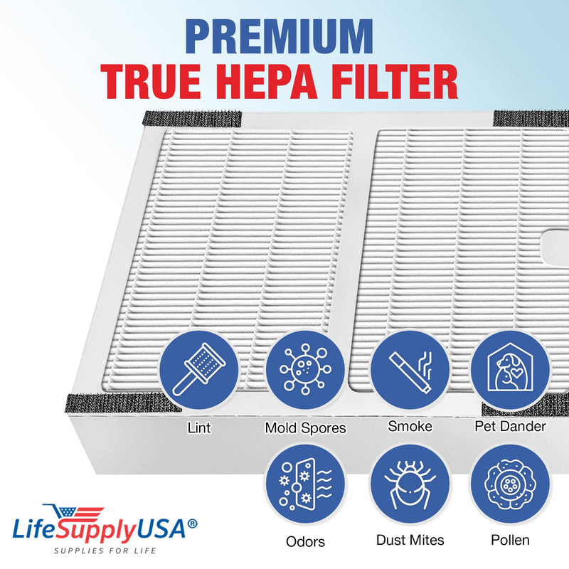 LifeSupplyUSA HEPA Filter Replacement Compatible with Idylis IAP-10-050, IAP-10-125, AC-2125, AC-2126 Air Purifiers, IAF-H-100B (0412558) (2-Pack)