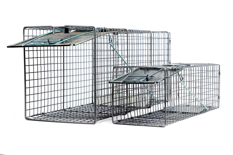 LifeSupplyUSA (2-Pack) - 2pc Animal Traps (32"x10"x12" and 24"x7"x7") - Humane Traps for Cats, Racoons, Gophers, Possums, Skunks, Beavers and Others, Easy Trap Catch & Release 1-Door