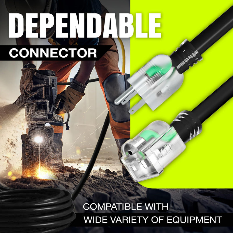 3ft Outdoor/Indoor Extension Cord 12/3 Gauge Extra Heavy Duty 3 Prong SJTW, Waterproof, ETL Listed, Flexible Cold-Resistant Long Power Cord,125 Amp 1875W, Black by LifeSupplyUSA