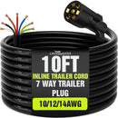 7 Pin Trailer Wiring Harness with Junction Box Heavy Duty 7 Way Trailer Plug, Waterproof 7 Wire Cable, Universal Trailer Wire Kit for RVs, Campers, Trailers by LifeSupplyUSA