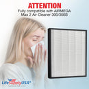 LifeSupplyUSA True HEPA Filter Replacement Compatible with AIRMEGA Max 2 300/300S Air Purifier (3-Pack)