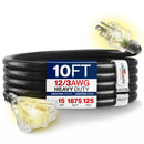 Outdoor/Indoor Extension Cord 3-Outlet Heavy Duty 3 Prong SJTW, Waterproof, Flexible Cold-Resistant Long Power Cord by LifeSupplyUSA
