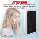 LifeSupplyUSA True HEPA SmokeStop Filter Replacement Compatible with Blueair 400 Series 400PF 401 401PF 410B 402 403 410 450E 455 455EB Air Purifier