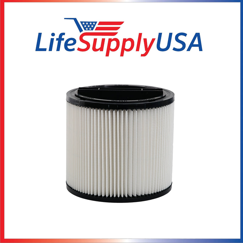 LifeSupplyUSA Wet/Dry Vacuum Filter Replacement Cartridge Compatible with ShopVac 5 Gallons and Up 90304, 903-04, 903-50-00, Type U