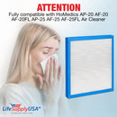 LifeSupplyUSA True HEPA Filter Replacement Compatible with HoMedics AP-20 AF-20 AF-20FL AP-25 AF-25 AF-25FL Air Purifier