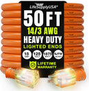 Outdoor/Indoor Extension Cord Heavy Duty 3 Prong SJTW, Waterproof, Flexible Cold-Resistant Long Power Cord by LifeSupplyUSA