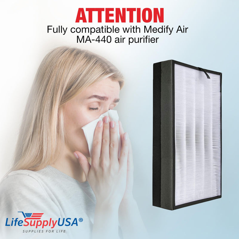 Filter Complete Replacement Set compatible with Medify Air MA-440 air purifier (1 HEPA filter 1 carbon filter and 1 pre-filter (3 in 1))