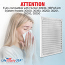 LifeSupplyUSA True HEPA Filter Replacement Compatible with Hunter 30930 HEPATech System s 30020, 30393, 30200, 30201, 30205, 30250, 30253, 30255 Air Purifier (5-Pack)