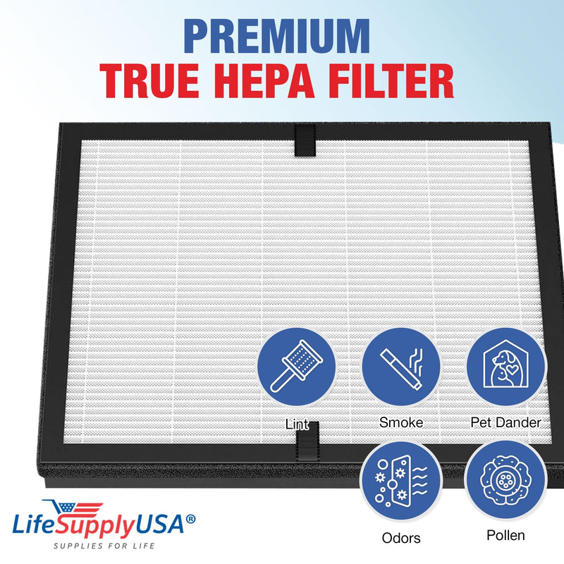 LifeSupplyUSA True HEPA Filter Replacement Compatible With Lunino E-200 Air Purifier (2-Pack)