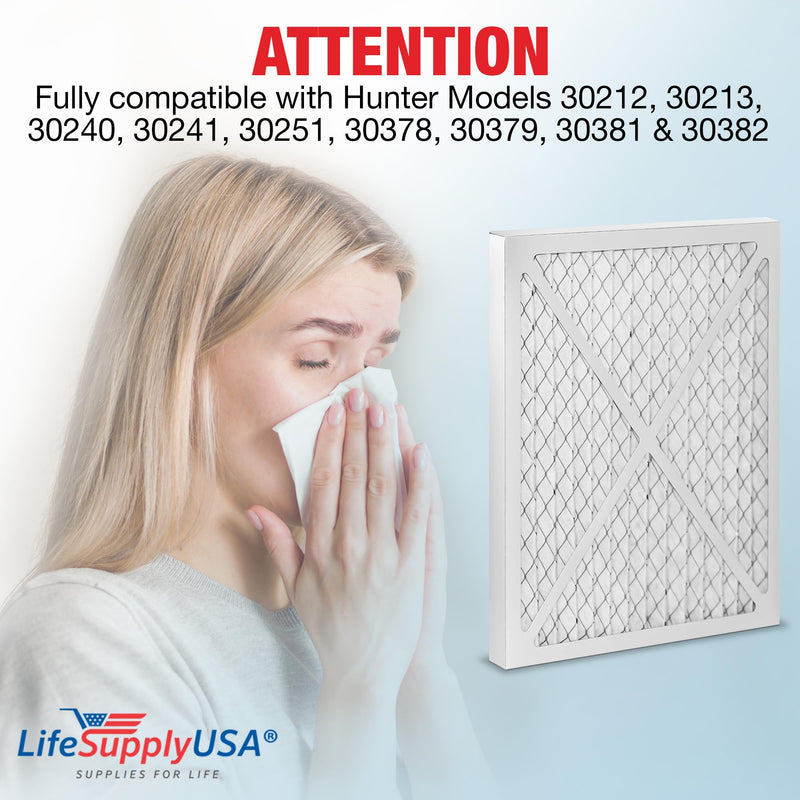 LifeSupplyUSA True HEPA Filter Replacement Compatible with Hunter 30212, 30213, 30240, 30241, 30251, 30378, 30379, 30381 & 30382 Air Purifier
