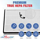 LifeSupplyUSA 3-in-1 True HEPA Air Cleaner Replacement Filter + Activated Carbon Filter + Pre Filter Compatible with Surround Air MT-8400SF Air Purifiers (5-Pack)