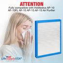 LifeSupplyUSA True HEPA Filter Replacement Compatible with HoMedics AP-10 AF-10FL AF-10 AP-15 AF-15 Air Purifier