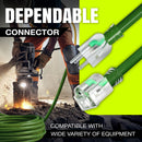 50ft Outdoor/Indoor Extension Cord 16/3 Gauge Heavy Duty 3 Prong SJTW, Waterproof, Flexible Cold-Resistant Long Power Cord,13A 125V 1625W, Green by LifeSupplyUSA