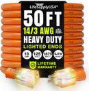 Outdoor/Indoor Extension Cord Heavy Duty 3 Prong SJTW, Waterproof, ETL Listed Flexible Cold-Resistant Long Power Cord by LifeSupplyUSA