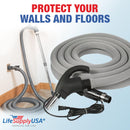LifeSupplyUSA 50ft Washable Knitted Hose Sock Cover Replacement for Central Vacuum Cleaner with Application Tube - Protects Walls, Floors, & Furniture