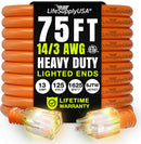 Outdoor/Indoor Extension Cord Heavy Duty 3 Prong SJTW, Waterproof, ETL Listed Flexible Cold-Resistant Long Power Cord by LifeSupplyUSA