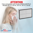 LifeSupplyUSA True HEPA Filter Replacement Compatible with Hunter 30938 QuietFlo 30115, 30145, 30170, 30175, 30185 Air Purifier
