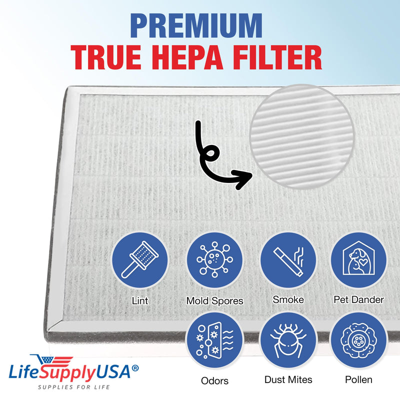 LifeSupplyUSA Complete Replacement Filter Set (1 True HEPA Air Cleaner Replacement Filter + 1 Carbon Filter) Compatible with Levoit Vital 100-RF Air Purifiers