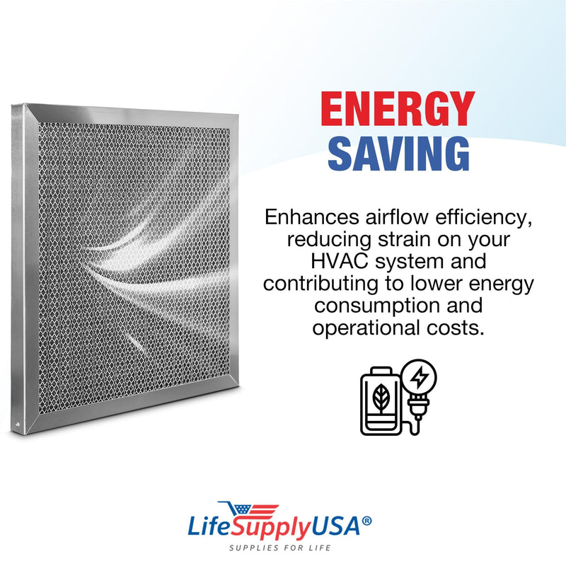LifeSupplyUSA 16x16x1 Electrostatic Air Filter, MERV 8, Washable, Reusable Furnace AC/HVAC Filter, Energy Saving, Easy to Clean, Long-Lasting