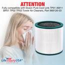 LifeSupplyUSA True HEPA Filter Replacement Compatible with Dyson Pure Cool Link TP01 AM11 BP01 TP02 TP03 Tower, Part 968126-03 Air Purifier