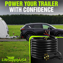 7 Pin Trailer Wiring Harness with Junction Box Heavy Duty 7 Way Trailer Plug, Waterproof 7 Wire Cable, Universal Trailer Wire Kit for RVs, Campers, Trailers by LifeSupplyUSA
