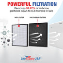 LifeSupplyUSA 2-in-1 True HEPA Air Cleaner Replacement Filter + Activated Carbon Charcoal Compatible with Levoit LV-PUR131, LV-PUR131-RF Air Purifiers