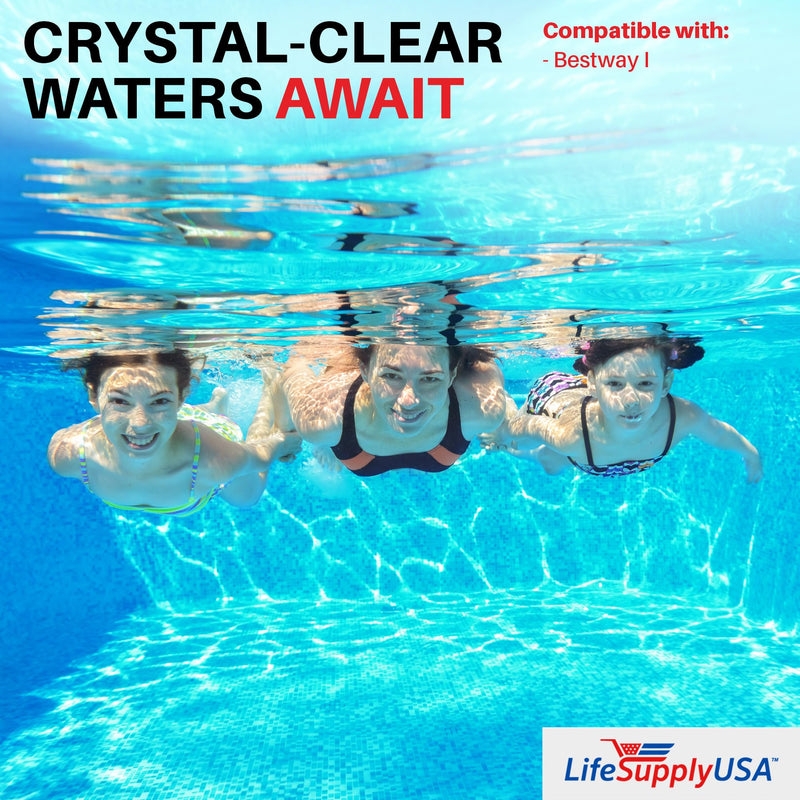 LifeSupplyUSA Pool Filter Replacement for Bestway Type I Cartridge 58093 for Above Ground Pools Spa Filter (4-Pack)