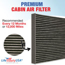 LifeSupplyUSA Replacement Premium Cabin Air Filter Replacement CP134 (CF10134) with Activated Carbon Washable/Reusable Compatible with Honda & Acura Vehicles