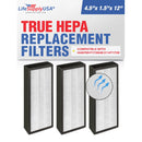 LifeSupplyUSA 2-in-1 True HEPA Air Cleaner Replacement Filter + Activated Carbon Charcoal Compatible with Hunter F1726HE/21 HT1726 Air Purifiers (3-Pack)