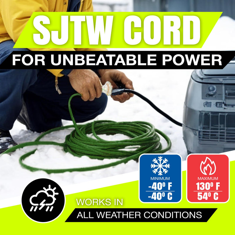6ft Outdoor/Indoor Extension Cord 3-Outlet 12/3 Gauge Extra Heavy Duty ETL Listed, 3 Prong SJTW, Waterproof, Flexible Cold-Resistant Long Power Cord,125 Amp 1875W, Green by LifeSupplyUSA