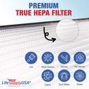 LifeSupplyUSA True HEPA Filter Replacement Compatible with Hunter 30610, 30611, 40882, 40884, 408841 Air Purifier