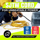 10ft Outdoor/Indoor Extension Cord 10/3 Gauge Ultra Heavy Duty 3 Prong SJTW, Waterproof, Flexible Cold-Resistant Long Power Cord,125 Amp 1875W, Yellow by LifeSupplyUSA