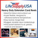 25ft Cable Reel 6-Outlet Retractable Extension Cord Reel Heavy Duty 16/3 Cable 13 AMP, 125 Volt, 1625 Watt by LifeSupplyUSA