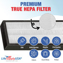 LifeSupplyUSA 2-in-1 True HEPA Air Cleaner Replacement Filter + Activated Carbon Charcoal Compatible with Hunter F1726HE/21 HT1726 Air Purifiers (3-Pack)