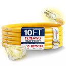 Outdoor/Indoor Extension Cord 3-Outlet Heavy Duty 3 Prong SJTW, Waterproof, Flexible Cold-Resistant Long Power Cord by LifeSupplyUSA