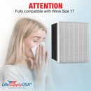 LifeSupplyUSA Complete Replacement Filter Set (1 True HEPA Air Cleaner Replacement Filter + 4 Carbon Filters) Compatible with Winix Size 17 Air Purifiers (3-Pack)