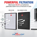 LifeSupplyUSA 2-in-1 True HEPA Air Cleaner Replacement Filter + Activated Carbon Charcoal Compatible with Hathaspace HSP001 Smart Air Purifiers