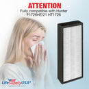 LifeSupplyUSA 2-in-1 True HEPA Air Cleaner Replacement Filter + Activated Carbon Charcoal Compatible with Hunter F1726HE/21 HT1726 Air Purifiers (3-Pack)