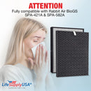LifeSupplyUSA Complete Replacement Filter Set (1 True HEPA Air Cleaner Replacement Filter + 1 Carbon Filter) Compatible with Rabbit Air BioGS/BioGP SPA-421A & SPA-582A Air Purifiers