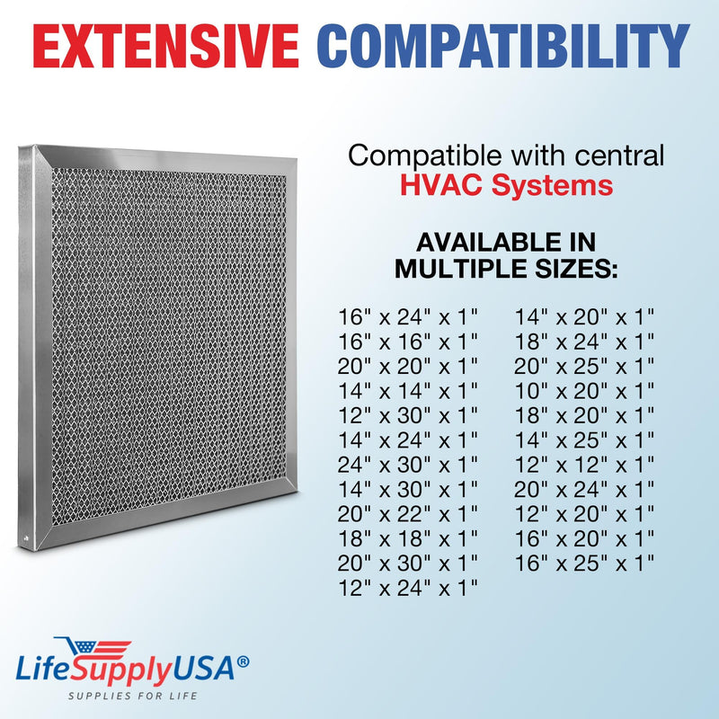 LifeSupplyUSA 16x16x1 Electrostatic Air Filter, MERV 8, Washable, Reusable Furnace AC/HVAC Filter, Energy Saving, Easy to Clean, Long-Lasting