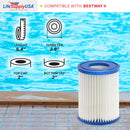 LifeSupplyUSA Pool Filter Replacement for Bestway Type II Cartridge Lay Z Spa Filter Pump 58094 for Above Ground Pool