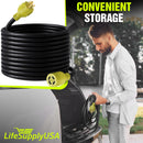 100ft Generator Extension Cord 30 AMP 4-Prong (L14-30P / L14-30R) - 10AWG4 125/250V STW - Hook and Loop Strap ETL Listed by LifeSupplyUSA - 100 FT,4-Prong